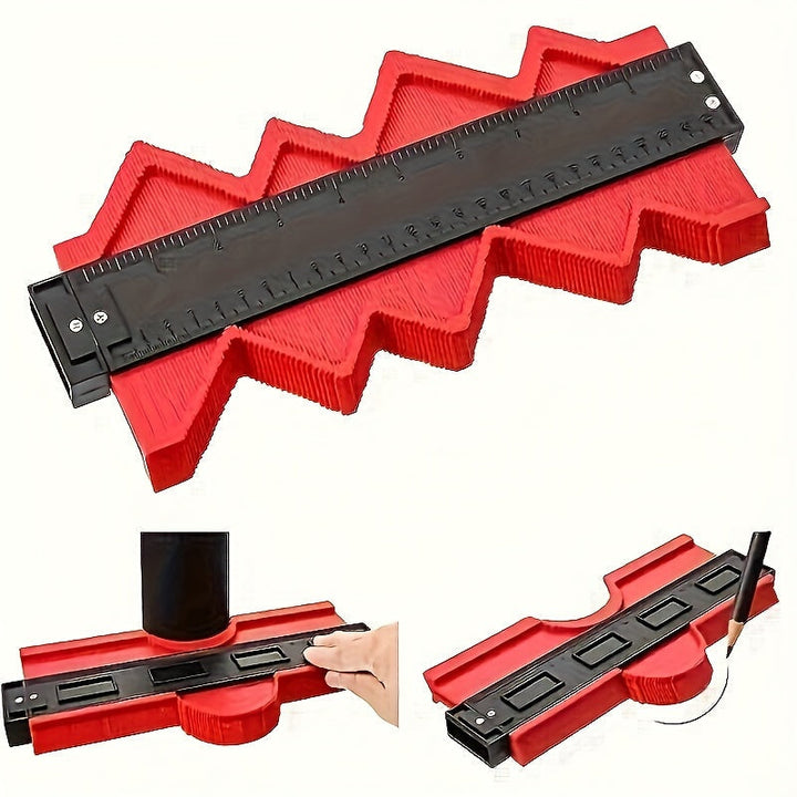 Contour gauge for precise woodworking cuts, perfect for fitting flooring & trim around pipes.
