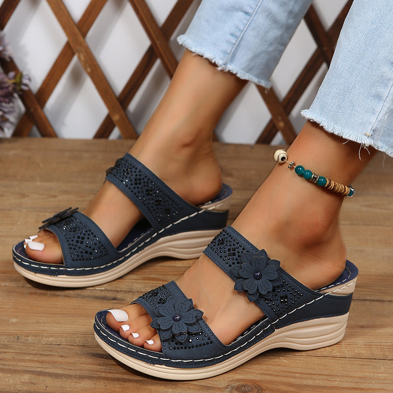 Women's Floral Wedge Slides