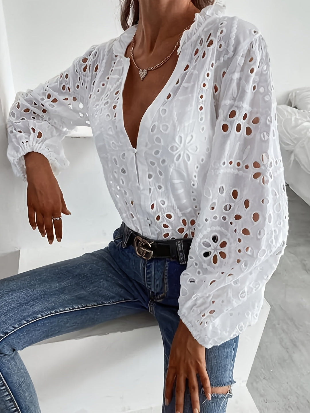 Women's Embroidered Long-Sleeve Blouse