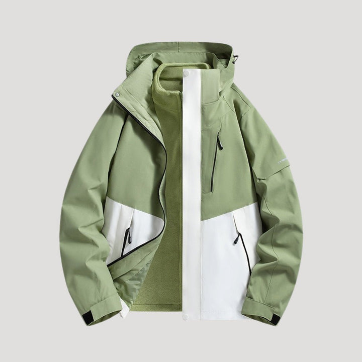 Adventure-ready unisex waterproof hooded jacket. Ideal travel & outdoor coat for all-season weather protection.