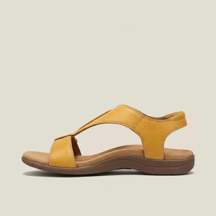 Everyday women's T-strap orthopedic sandals, ideal for comfortable summer walking and foot support.