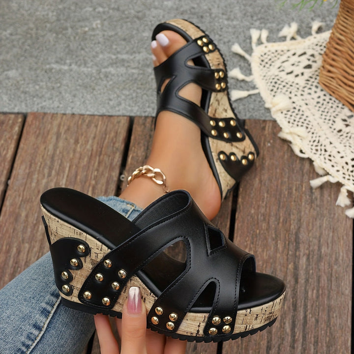 Ravella Studded Wedge Sandals