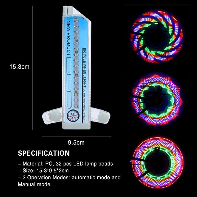 Bright LED bicycle spoke lights for enhanced night riding safety & visibility. Waterproof bike accessory.