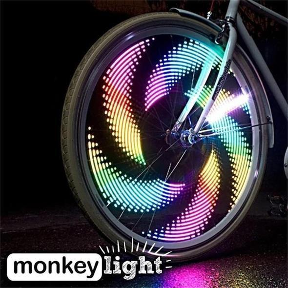 Unisex LED spoke lights for bicycle wheels. Waterproof bike accessories for night riding safety.