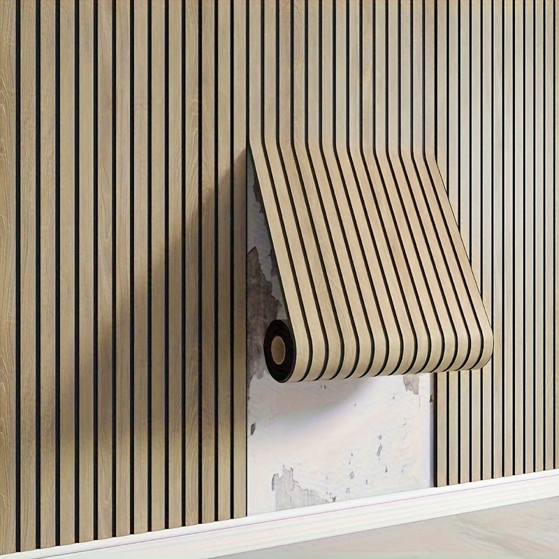 Realistic 3D wood texture wall panels, self-adhesive PVC for modern interior design & instant upgrade.