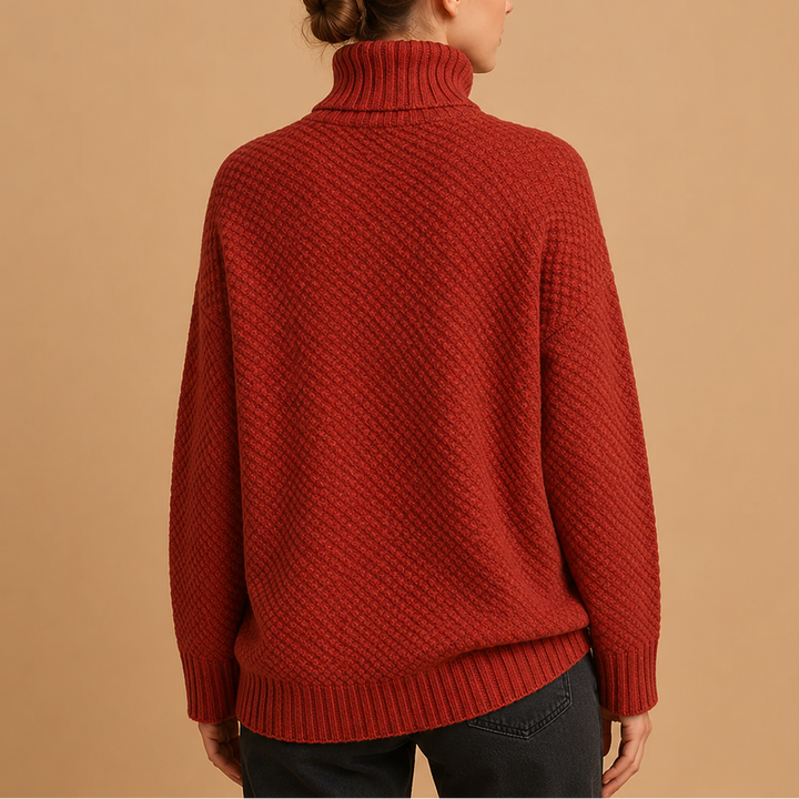 Chic women's turtleneck sweater, perfect for fall outfits & versatile styling. Elegant long-sleeve top.