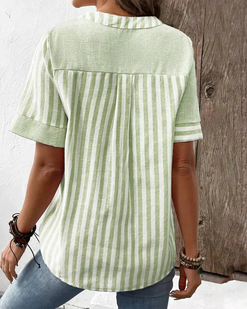 Everyday wear women's striped shirt, a long sleeve top offering effortless style and comfort.