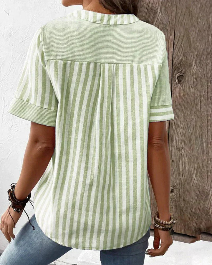 Everyday wear women's striped shirt, a long sleeve top offering effortless style and comfort.