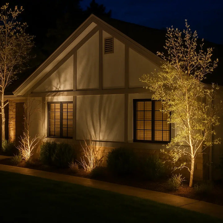 Weather-resistant solar landscape light with warm white & RGB options for garden features.