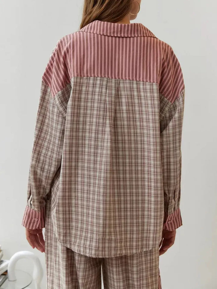 Ultra-soft pink cotton women's loungewear set, cozy and comfortable for serene relaxing nights.