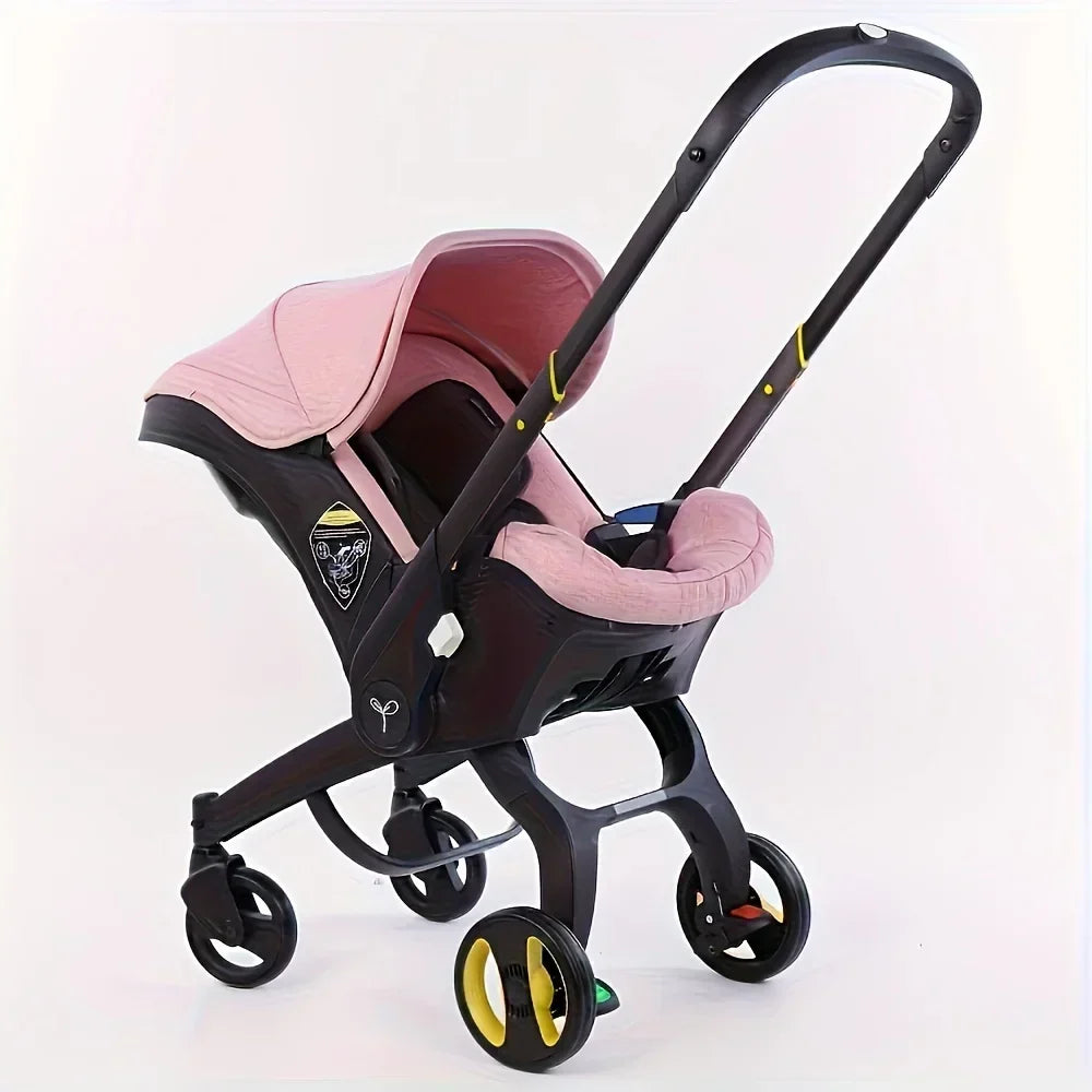 Portable 4-in-1 baby travel system, featuring a lightweight stroller and an infant car seat for safety.