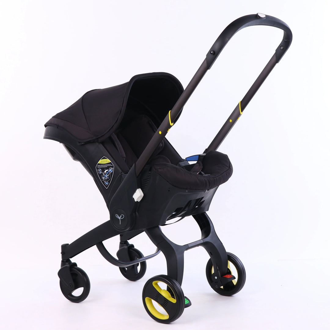 Sleek 4-in-1 baby travel system, including a durable stroller and a secure car seat for daily adventures.