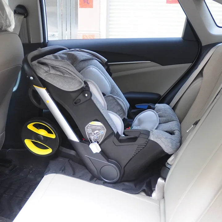 Compact 4-in-1 baby travel system with a versatile stroller and infant car seat for modern parents.