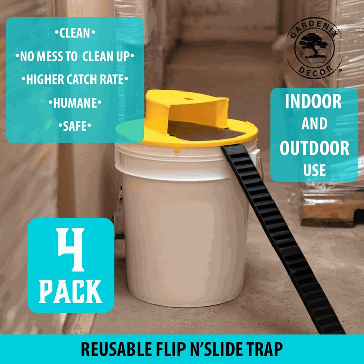 4-Pack Automatic Bucket Lid Mousetrap for effective rodent control in homes.