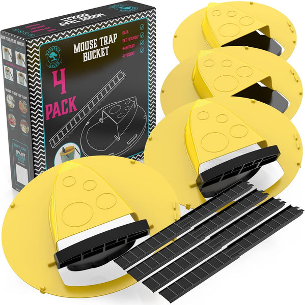 4-pack humane rodent trap bucket lid for effective and safe mouse and rat pest control.