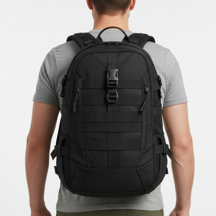 Durable, water-resistant 40L tactical backpack, perfect for travel, daily carry, and outdoor gear.