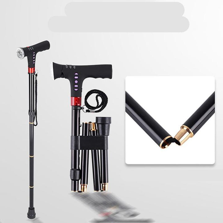 Unisex outdoor walking poles with LED lights, ideal for fitness, trail walking & trekking. Adjustable for all heights.