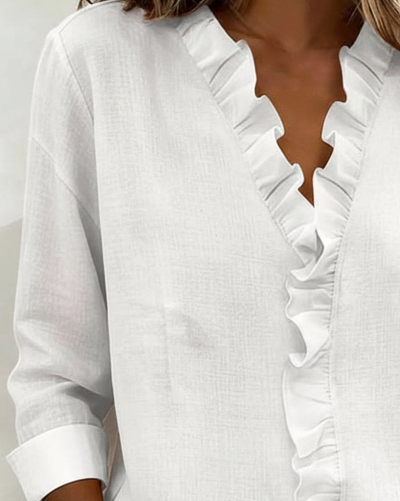 Women's Ruffle V-Neck Blouse