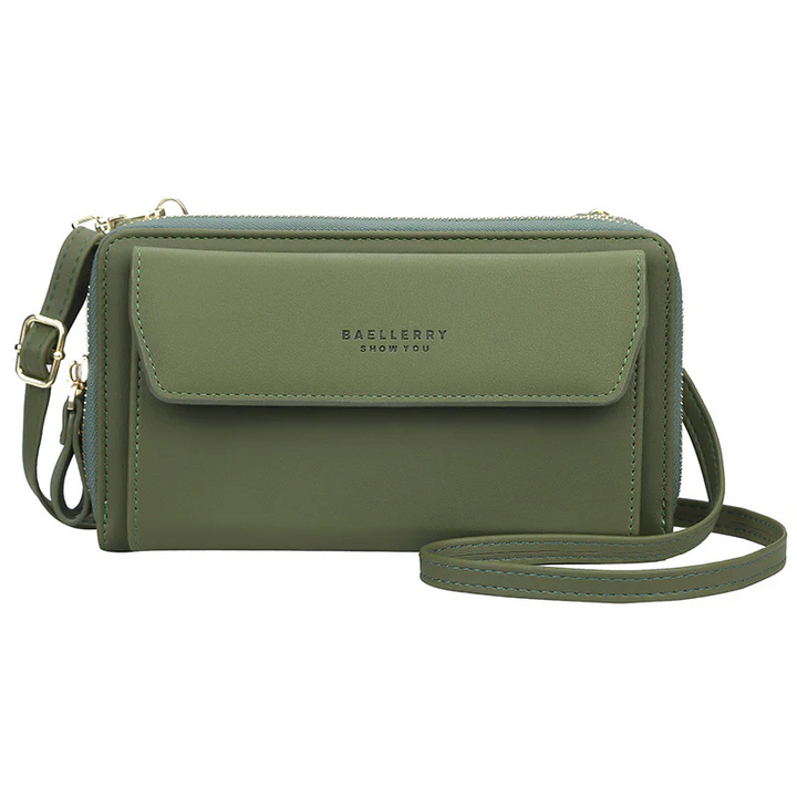 Versatile women's shoulder bag, designed as a phone wallet & crossbody purse for modern everyday use.