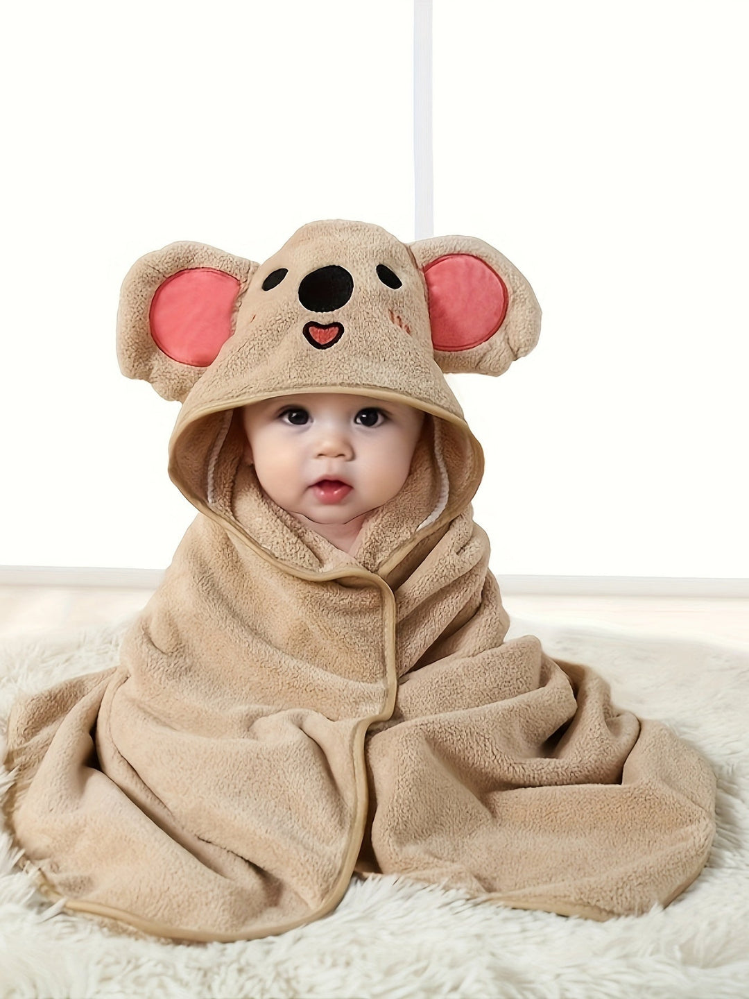 Light green SnuggleSoft children's hooded towel. Ultra-soft, fast-drying, & absorbent for bath & beach.