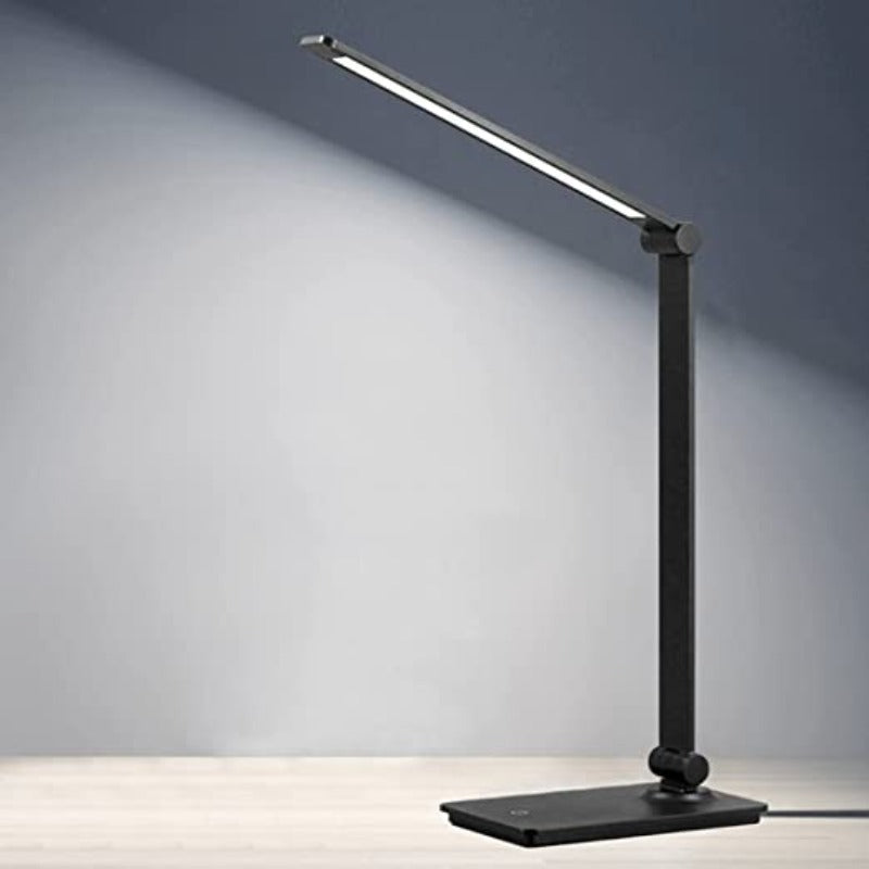Foldable LED desk lamp with touch control, dimmable light, and adjustable arm. Perfect for office & home.