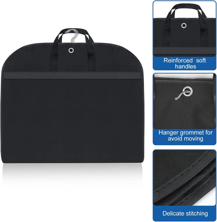Travel organizer garment bag, 43" waterproof suit cover for keeping garments clean and wrinkle-free.