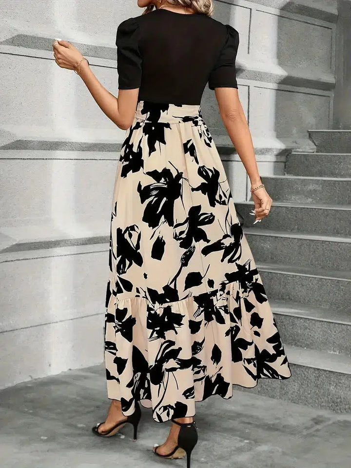 Women's High Waist Floral Print Maxi Dress
