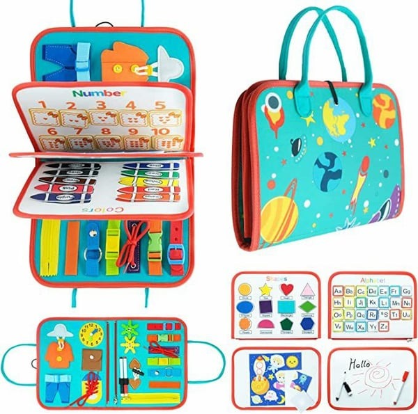Interactive Montessori book for preschool kids: Develops fine motor skills, perfect travel educational toy.