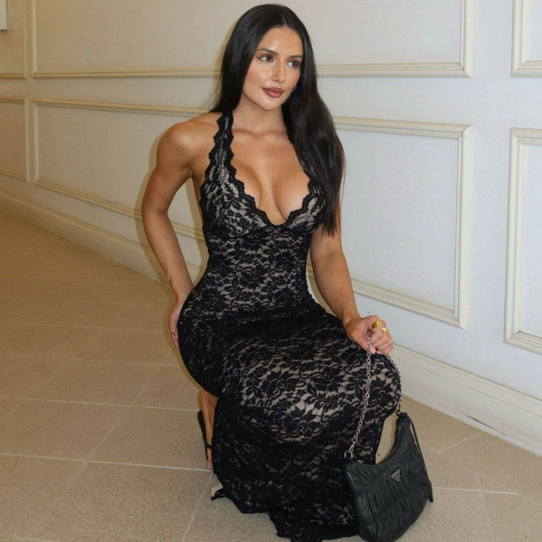 Sleek women's formal sheath dress, sleeveless with a fashionable slit. Perfect for professional evening wear.