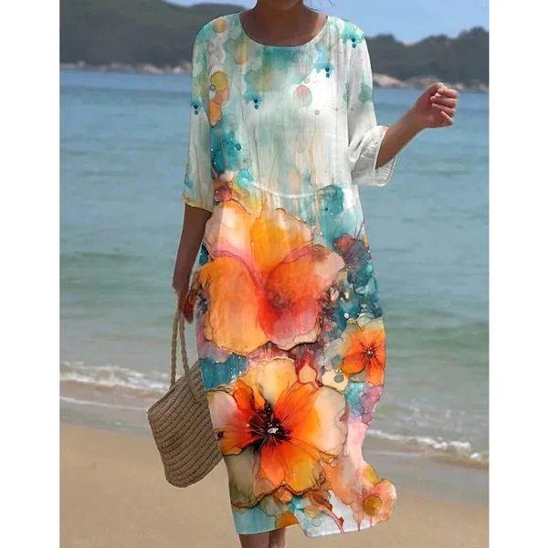 Beautiful women's elegant floral dress, ideal for summer events, offers stylish tummy control.