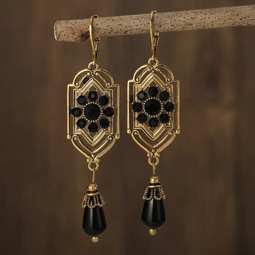 Women's Retro Black Statement Earrings
