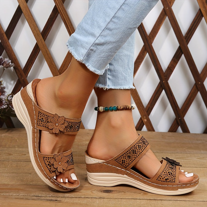Women's Floral Wedge Slides