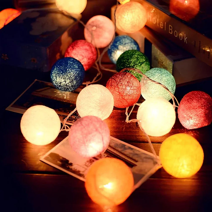 Delicate cotton ball decorative lights, enhancing the aesthetic of any modern home.