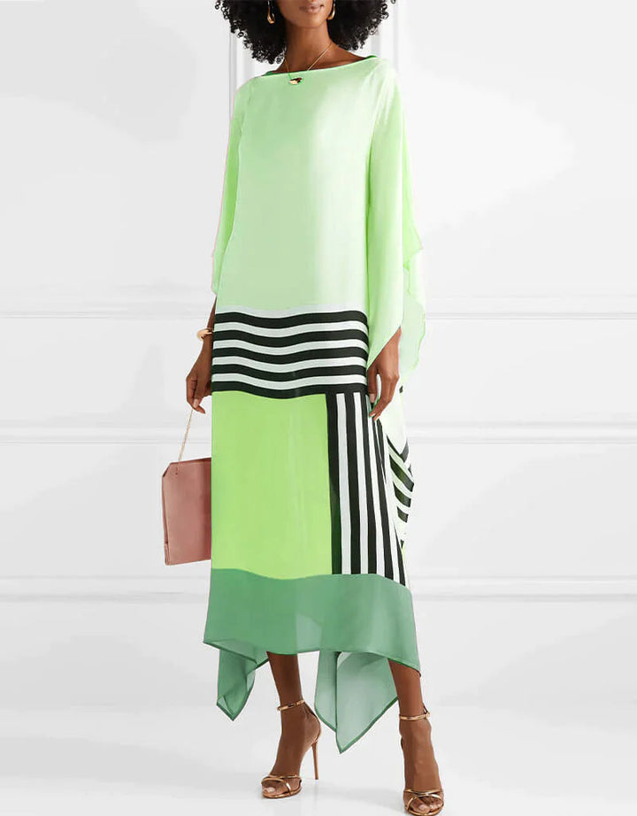Women's Geometric Print Kaftan Maxi Dress with Batwing Sleeves