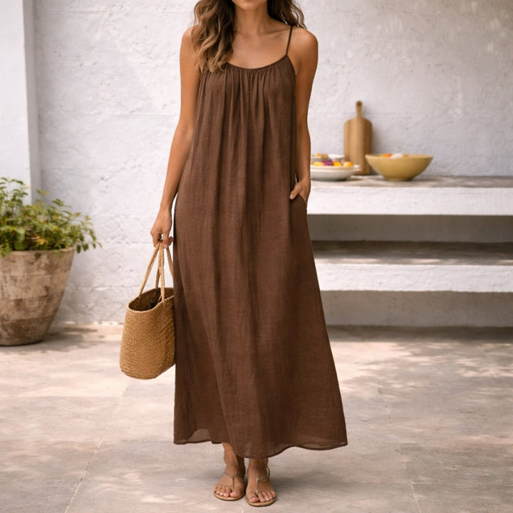 Women's Backless Maxi Dress with Spaghetti Straps