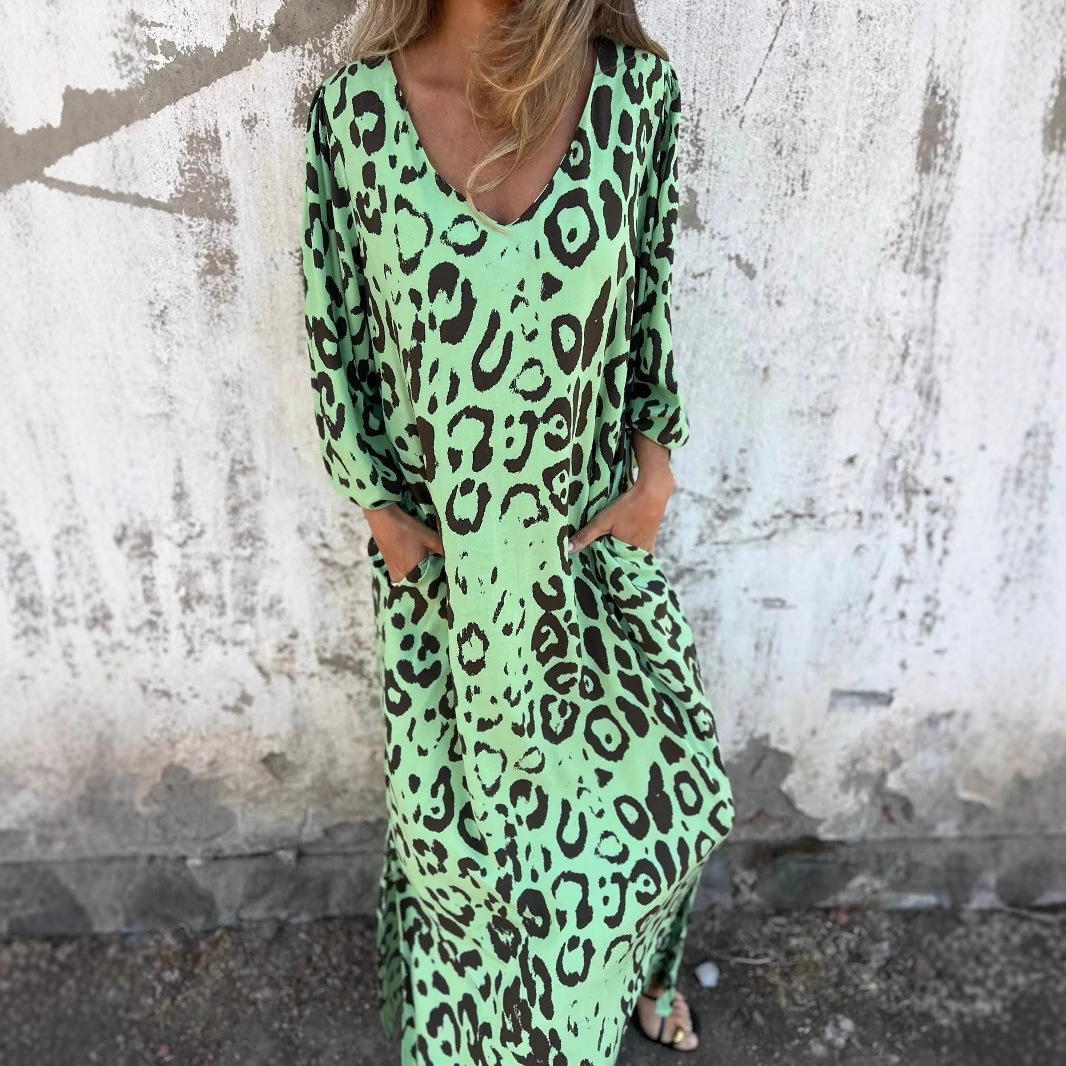 Women's Leopard Print Midi Dress