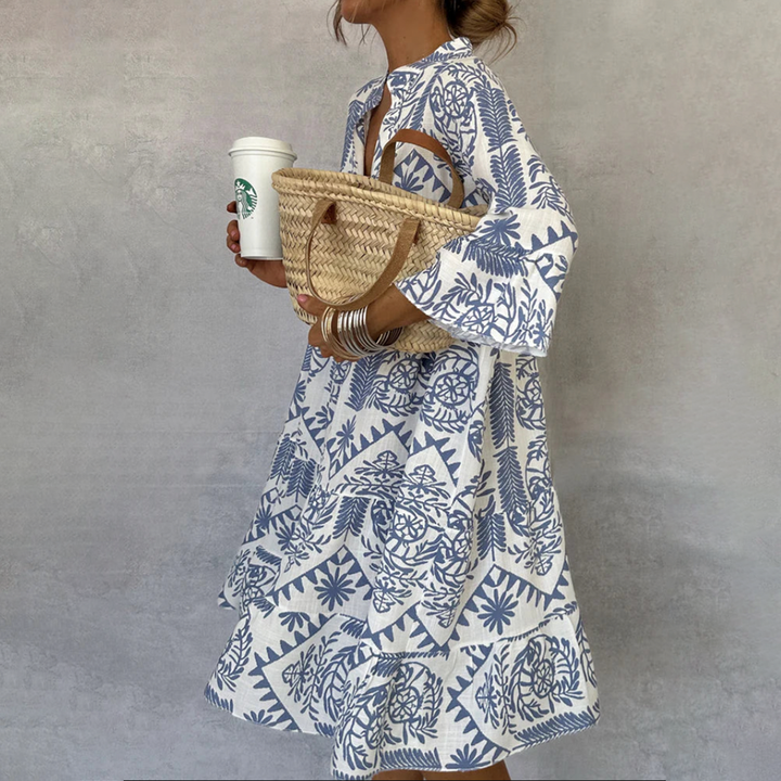 Women's Boho Print Midi Dress