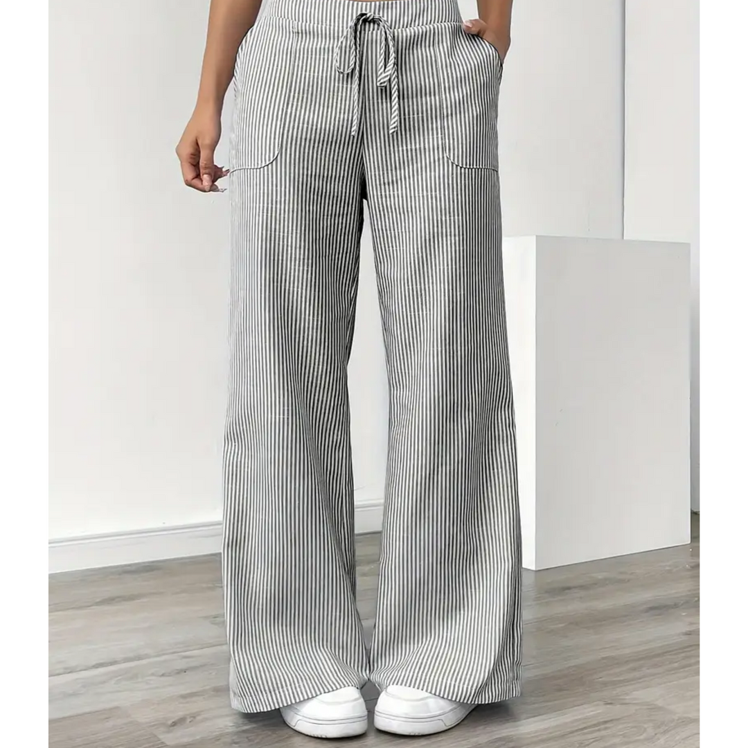 Women's Striped Wide-Leg Pants