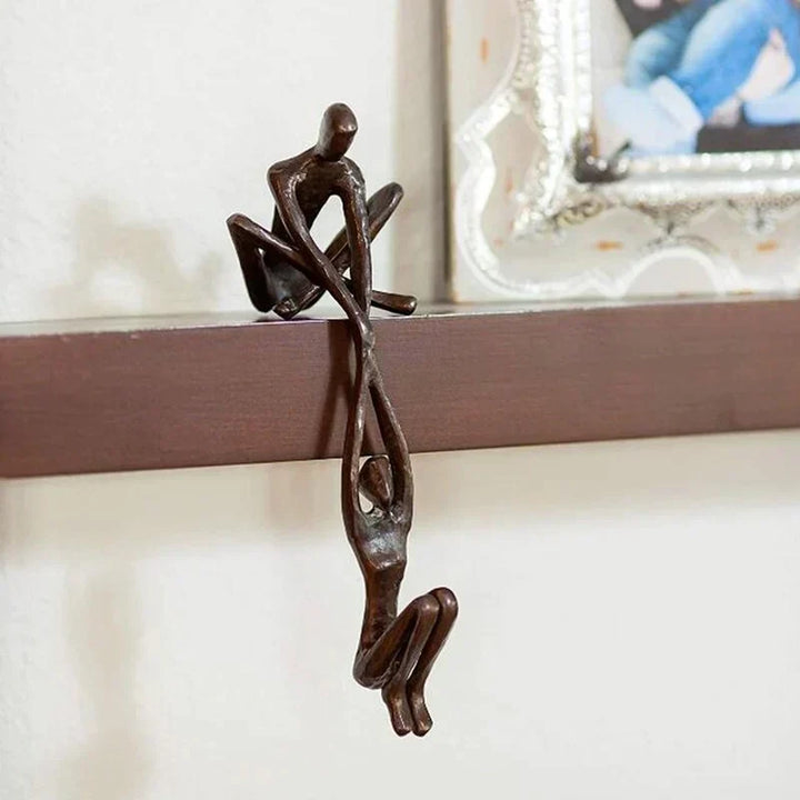 Contemporary love & strength statue, ornamental figurine for living room or office decor.