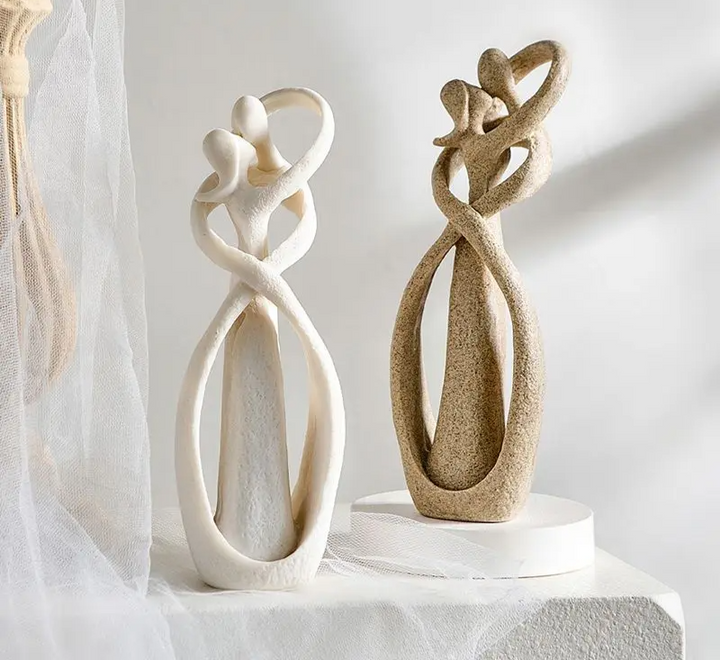Abstract love figurine, modern sculpture for elegant home decor. Timeless emotional harmony art piece.