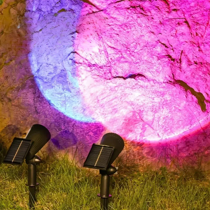 Easy-to-install solar garden spotlight, perfect for creating mood lighting with RGB & white.