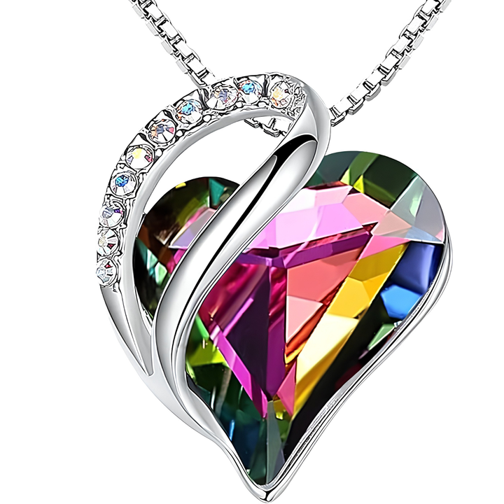 Women's sparkling heart pendant necklace with a captivating geometric crystal design, CJ26.