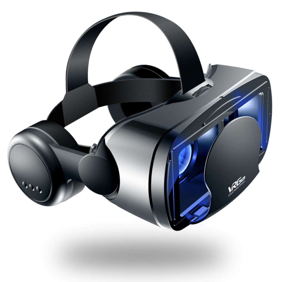 Immersive VR headset & phone accessory with integrated audio, perfect for virtual reality gaming and watching 3D movies.