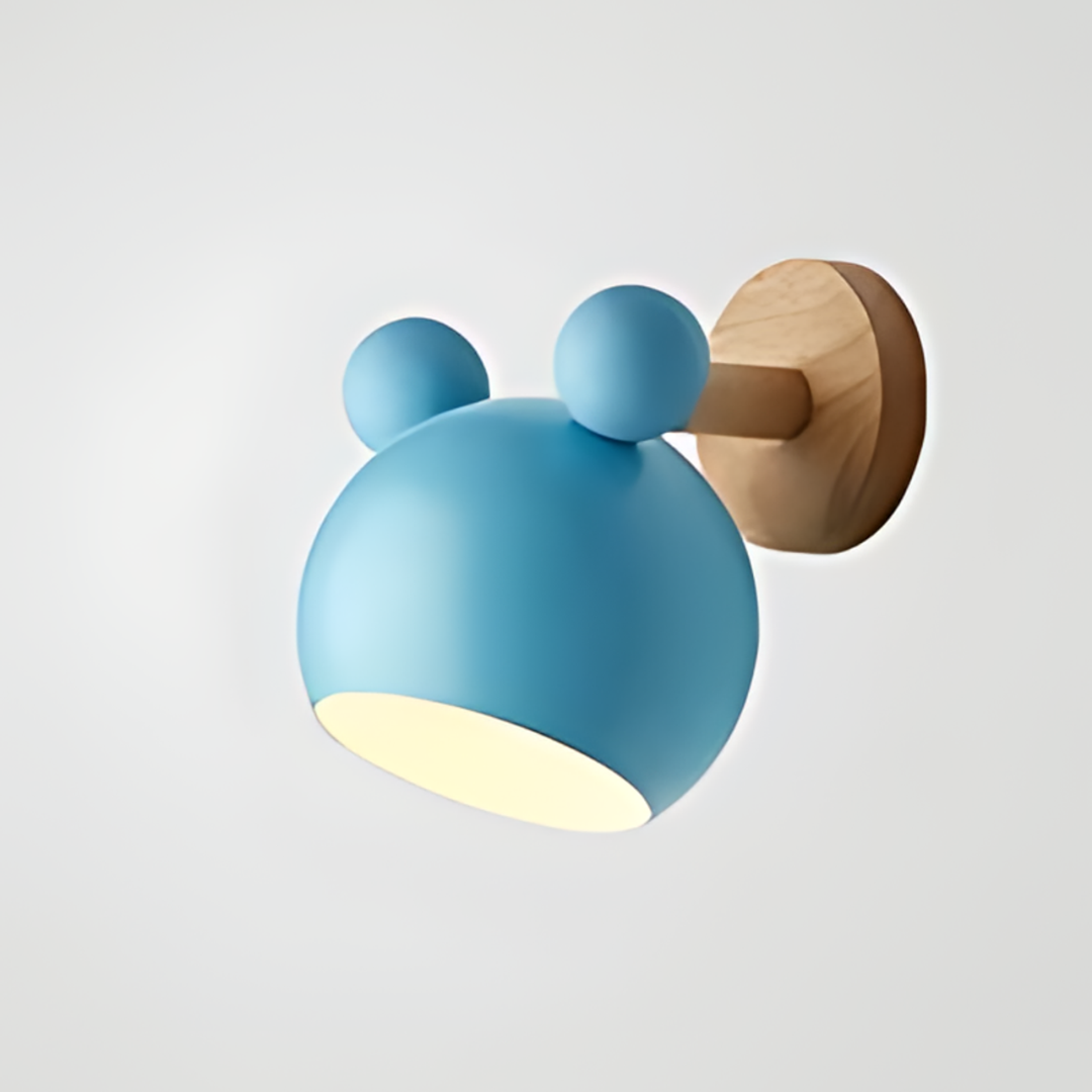 Stylish metal LumiMickey Nordic LED wall light, a fun and modern decorative lamp for any child's room.
