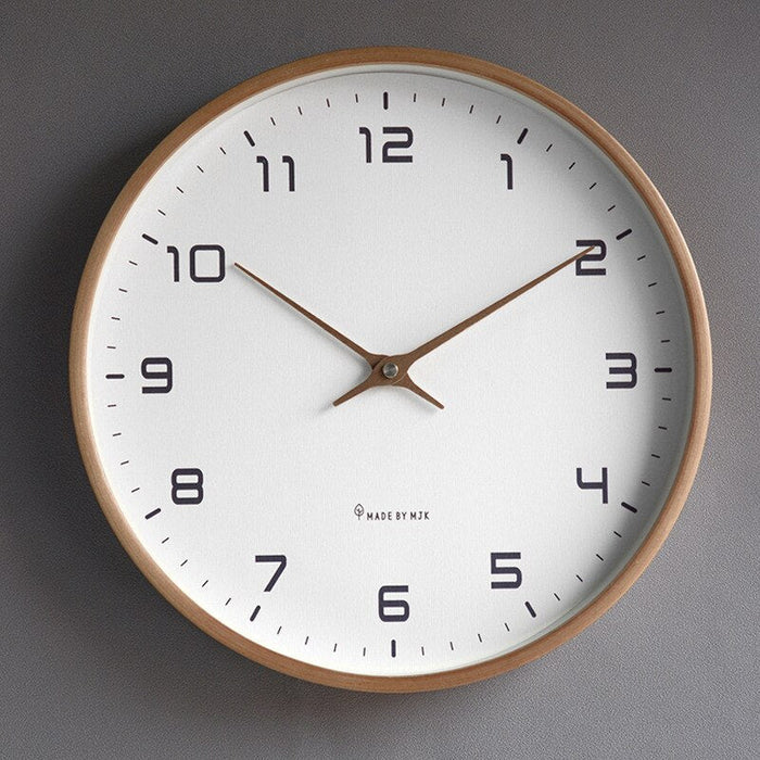 Clean Scandinavian minimalist wall clock, silent. Enhances living room, bedroom, or office contemporary decor.