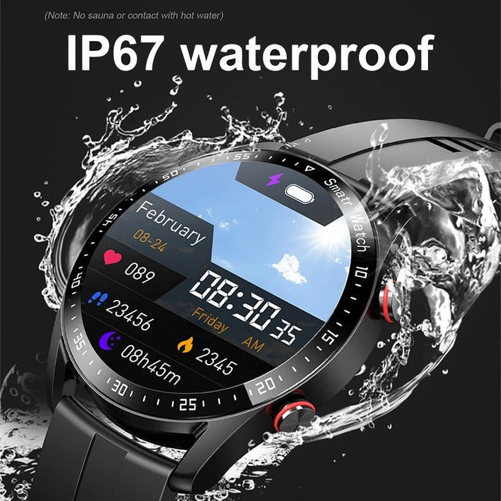 Advanced Smartwatch monitoring blood sugar, heart rate, & sleep for comprehensive health tracking.
