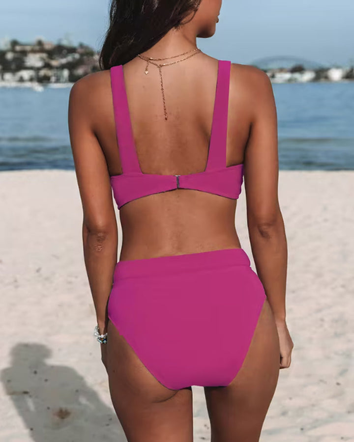 Women's Solid High Waist Swimsuit