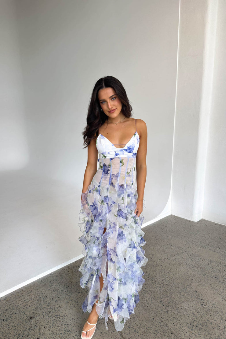 Women's Floral Ruffle Maxi Dress