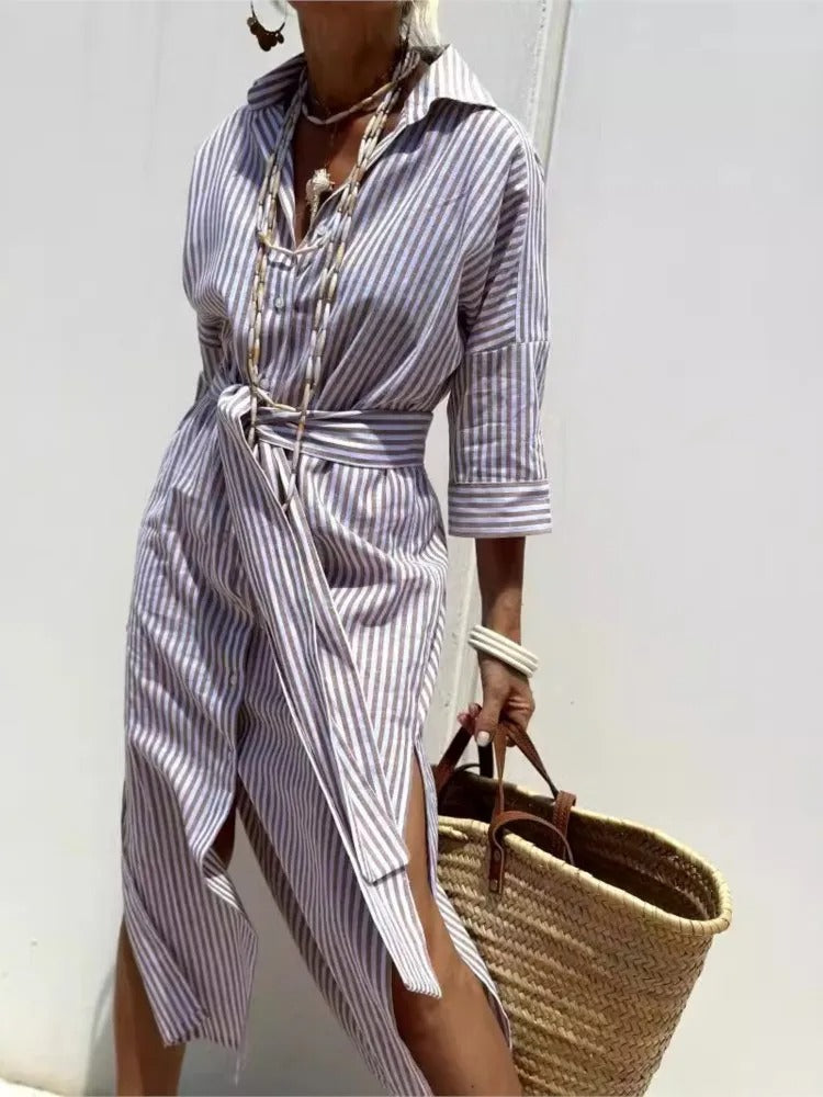 Women's Lightweight Striped Midi Dress