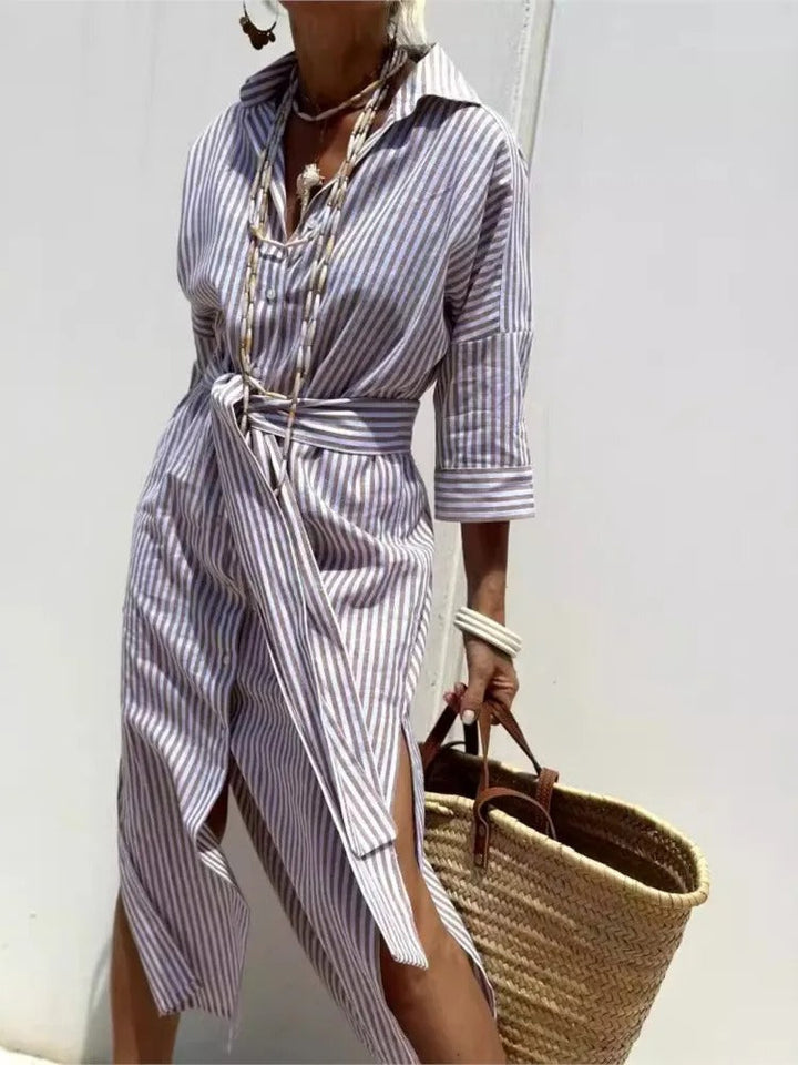 Women's Lightweight Striped Midi Dress